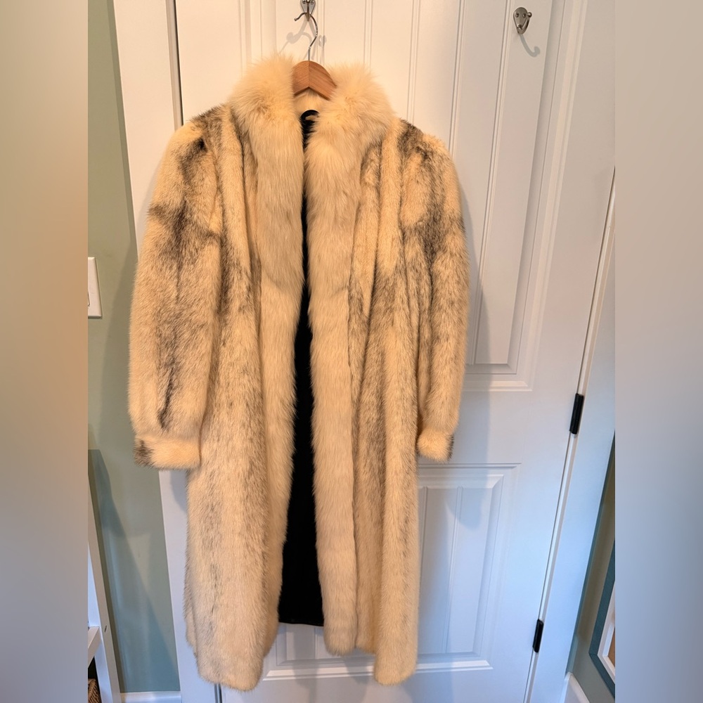 Vintage Fox and Mink Black Cross Full-Length Luxury Fur Coat